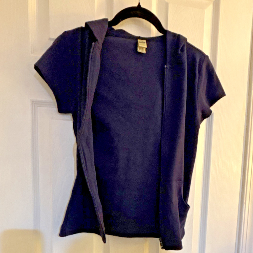 Kavio! Women's Short Sleeve Full Zip Hoodie Blue Cotton Small - Picture 8 of 10